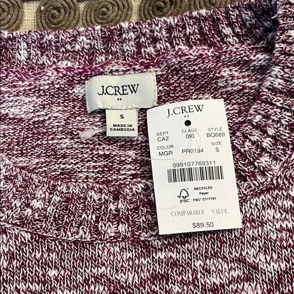 J. Crew Magenta Grape Crewneck Beach Sweater/NWT/S - Picture 5 of 10